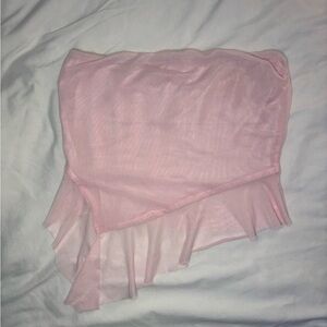 Full Tilt Pink Sheer Top with Ruffles